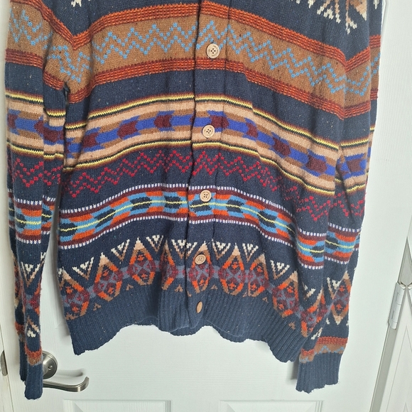 H&M L.O.G.G. Mens Heavyweight Colorful Button-Front Cardigan Sweater Size XL - Picture 3 of 6